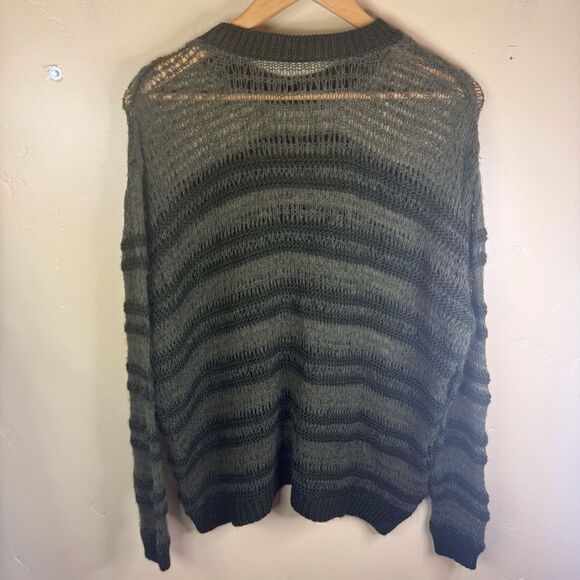 Zara Womens Striped Open Knit Size Small Sweater Olive Black Career Work Wear - Picture 3 of 3